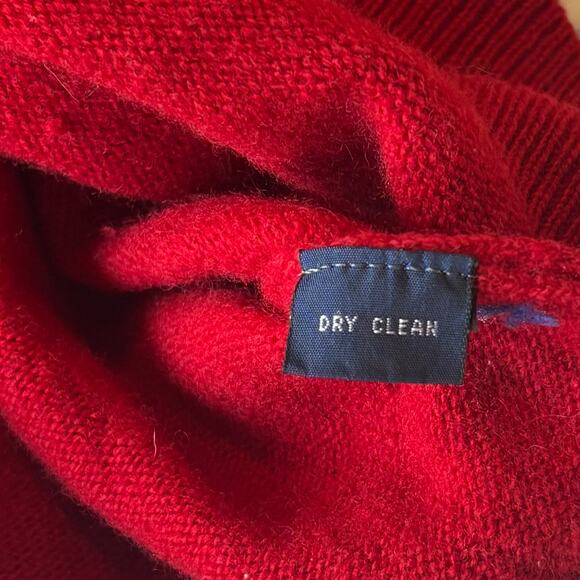 VTG Y2K Polo Ralph Lauren Lambswool Sweater 1/4 Button Red Mens Size Medium - Picture 4 of 8